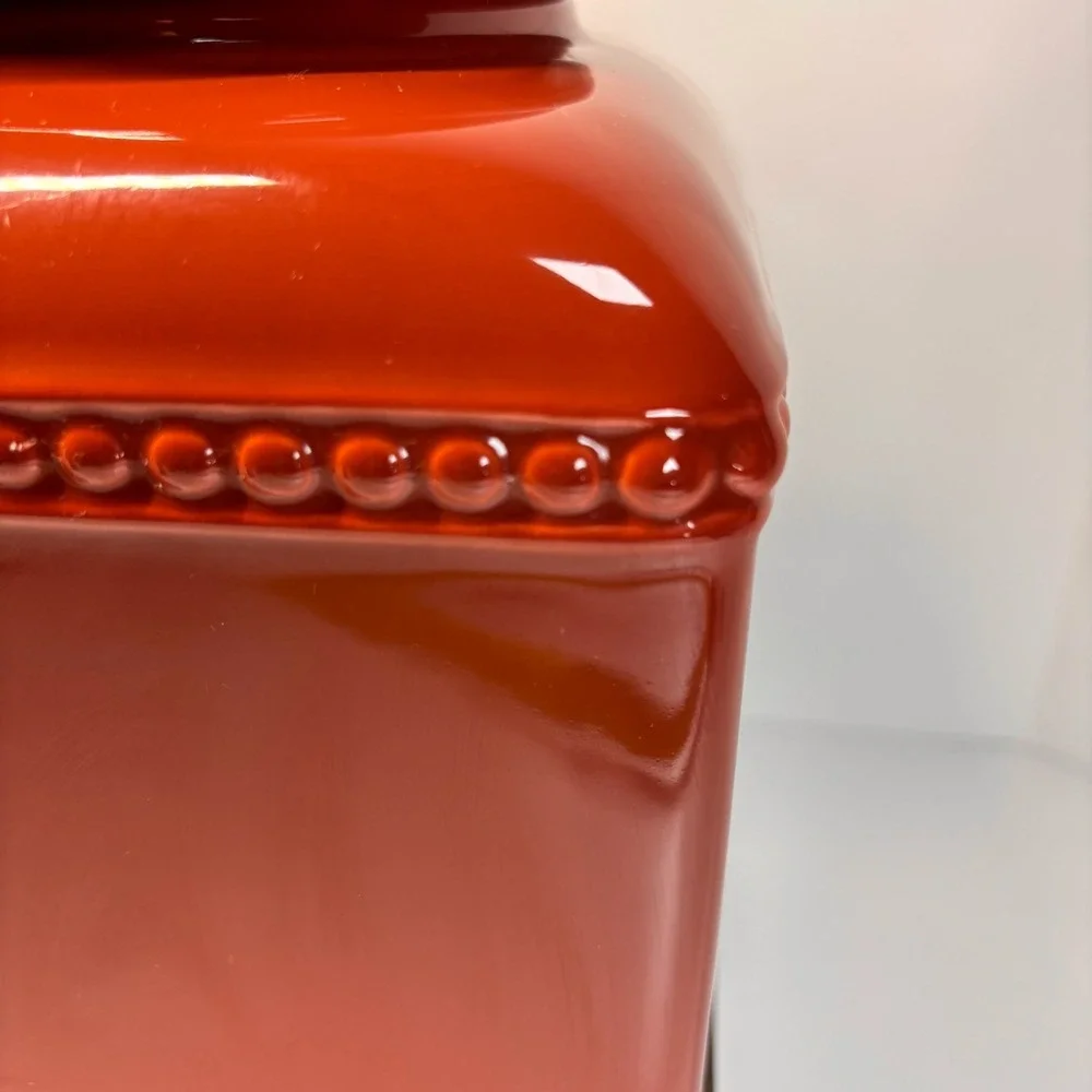 3 Piece Canister GG Collection Tuscan Red Scroll Metal Bases European Charm